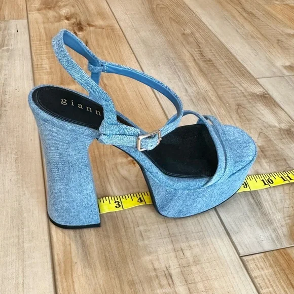 ๐CCO๐ NWT Gianni Bini Platform Ankle Strap Open Toe Sandals Heels Blue 8 1/2 - Picture 13 of 16